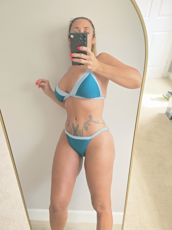 SHEIN Other - SHEIN Teal and Light Blue Triangle Bikini Set